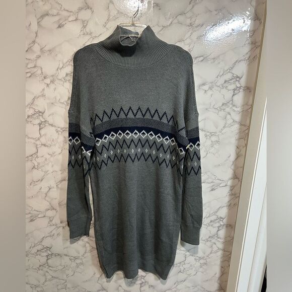 NEW Melrose & Market Women's Mock Neck Grey and Blue Sweater Dress Size M - Picture 2 of 11